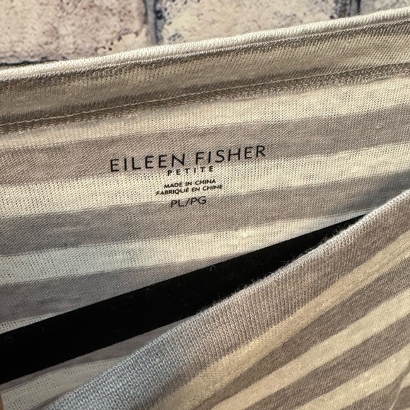 Eileen Fisher Linen Gray White Striped Long Sleeve Dress Tunic sz Petite XL - Picture 4 of 5